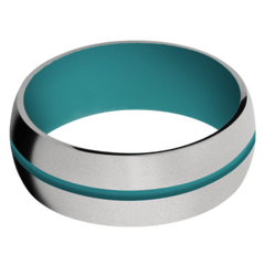 Titanium Men's Wedding Band with Teal Cerakote