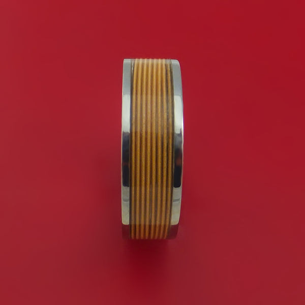 THREE KEYS JEWELRY 8mm Guitar String Inlay Tungsten Wedding Ring