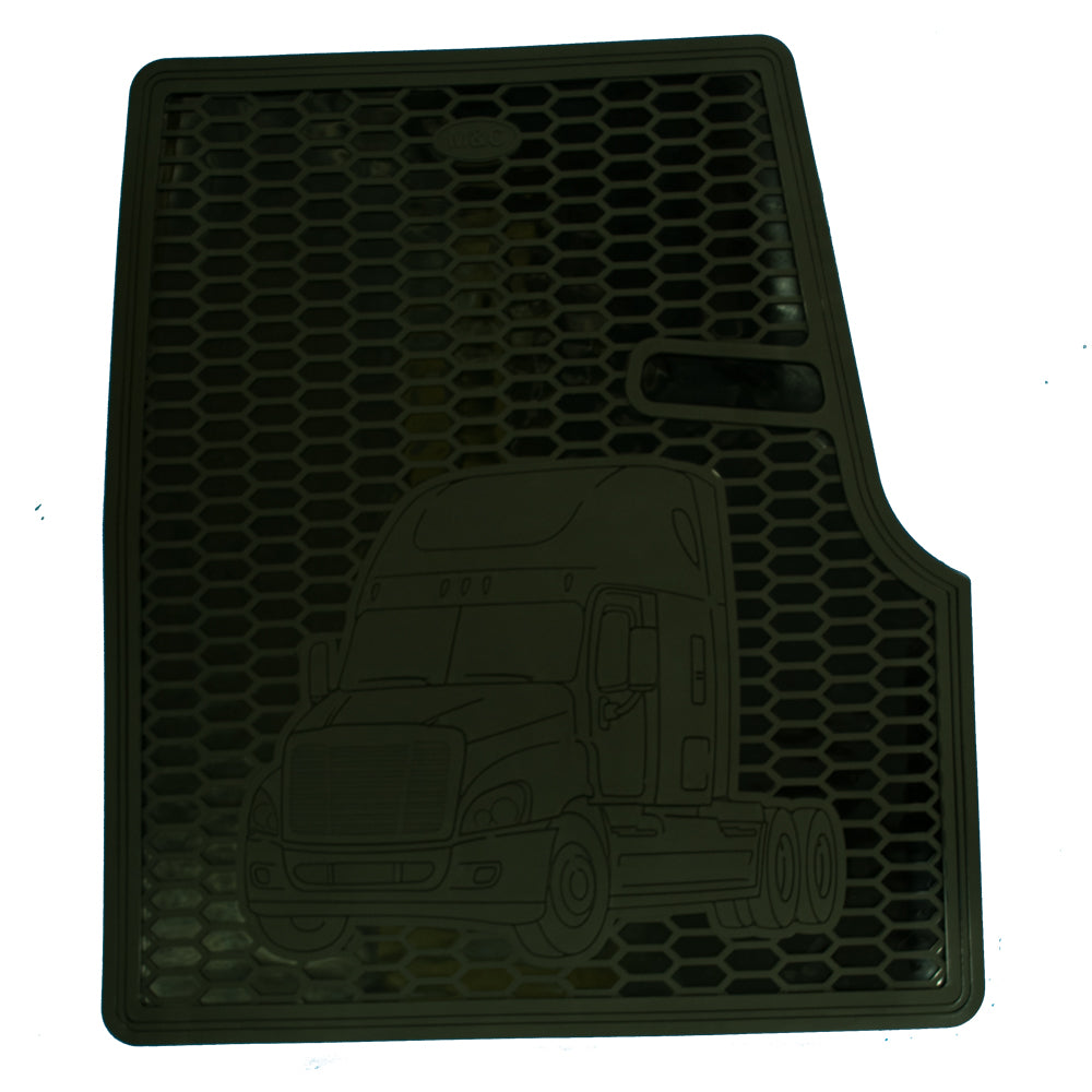 Freightliner Cascadia Plain Black Rubber Floor Mat Set Empire Chrome