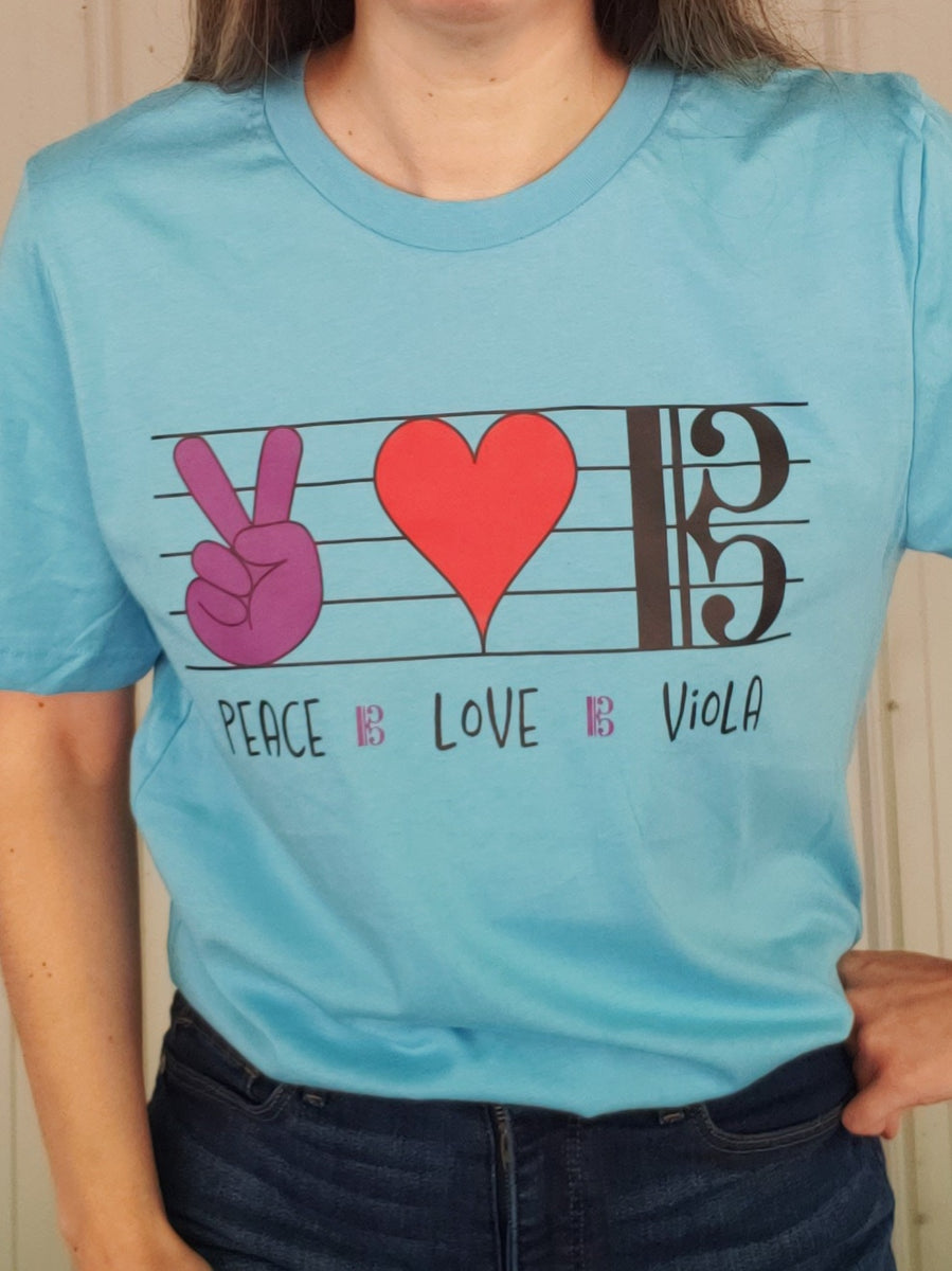 I øvrigt Juice Formen Peace Love Viola T-Shirt – Alto Clef Gifts