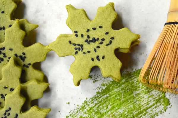 Festive Holiday Matcha Snowflake Cookies