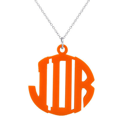 block monogram necklace gold