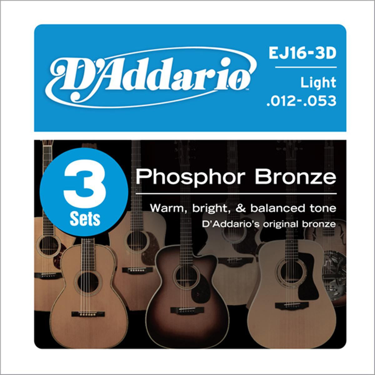 D'Addario EJ163D Acoustic Phosphor Bronze Light 1253 3Pack Chicago