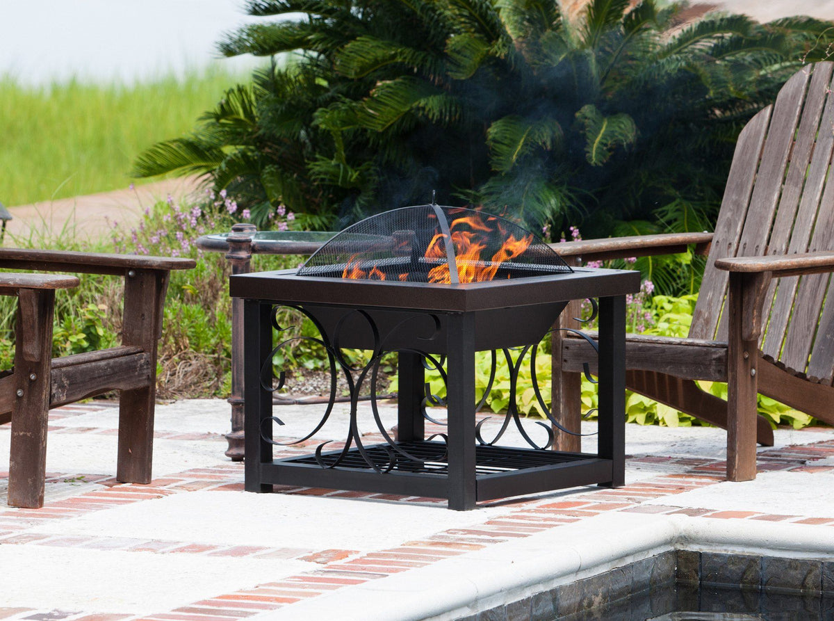 Fire Sense Hammer Tone Bronze Finish Cocktail Table Fire Pit