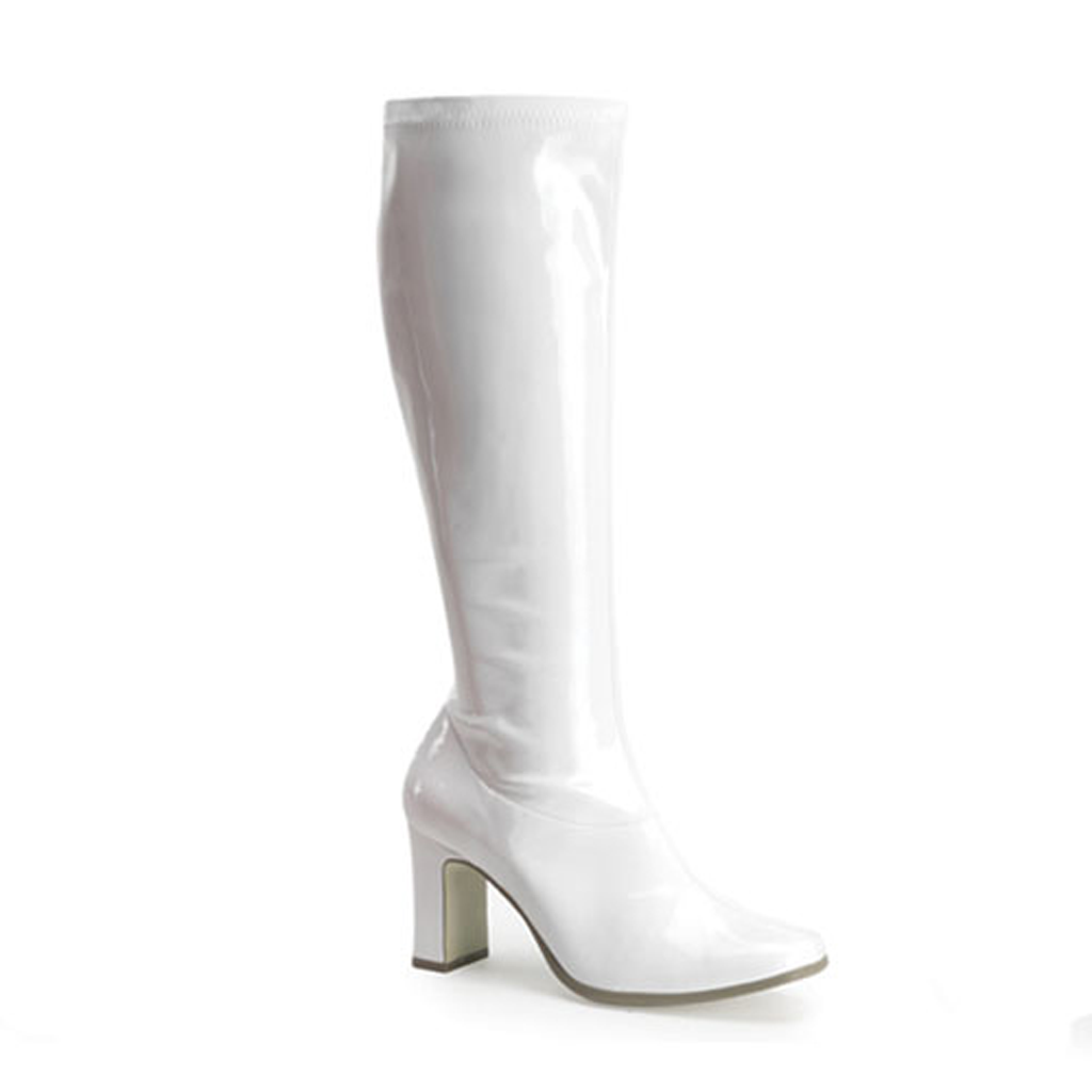 white patent leather booties