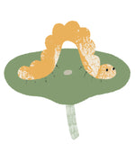 Illustration of an inchworm on a lily pad