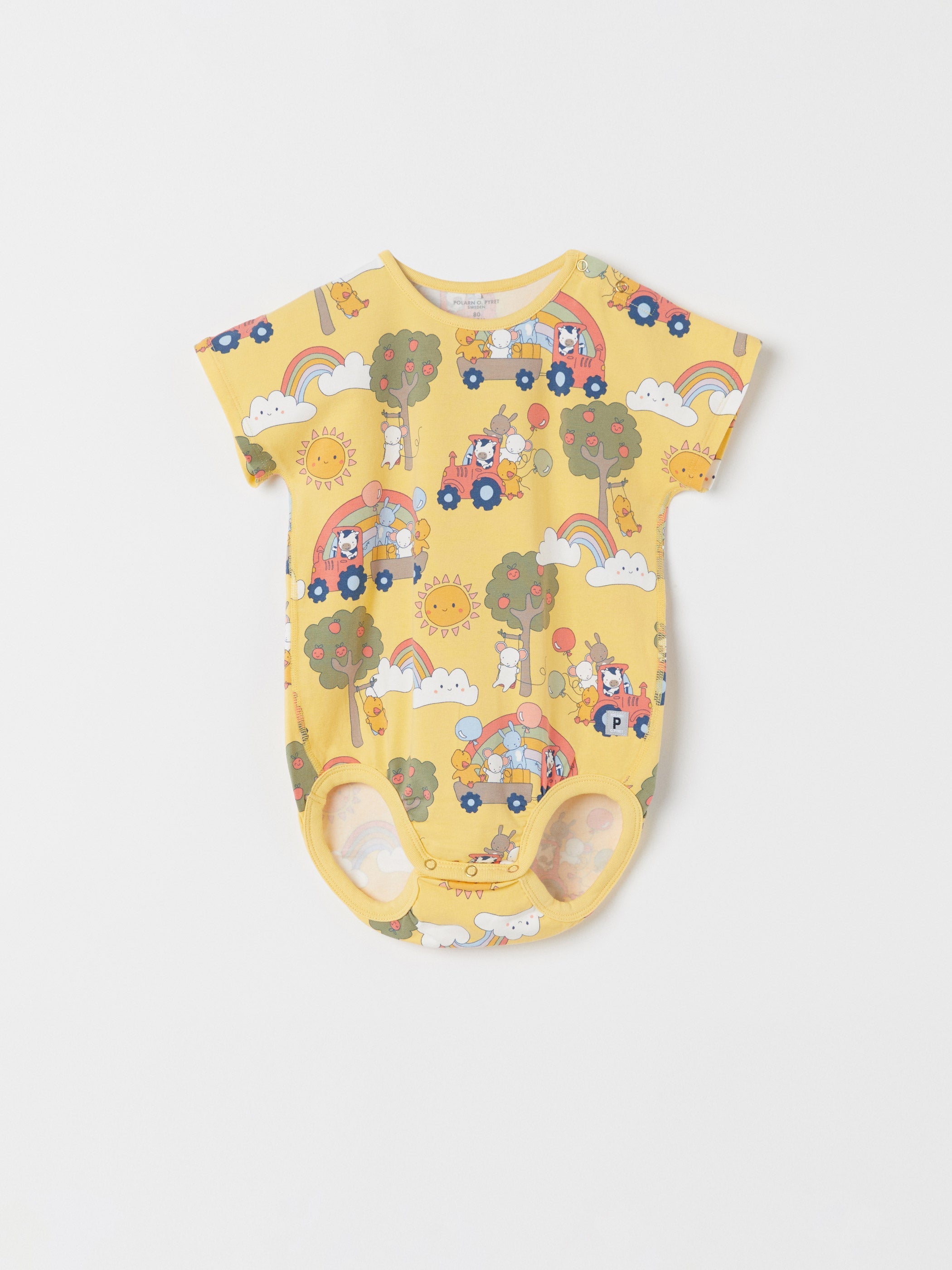 Short Sleeved Tractor Print Babygrow