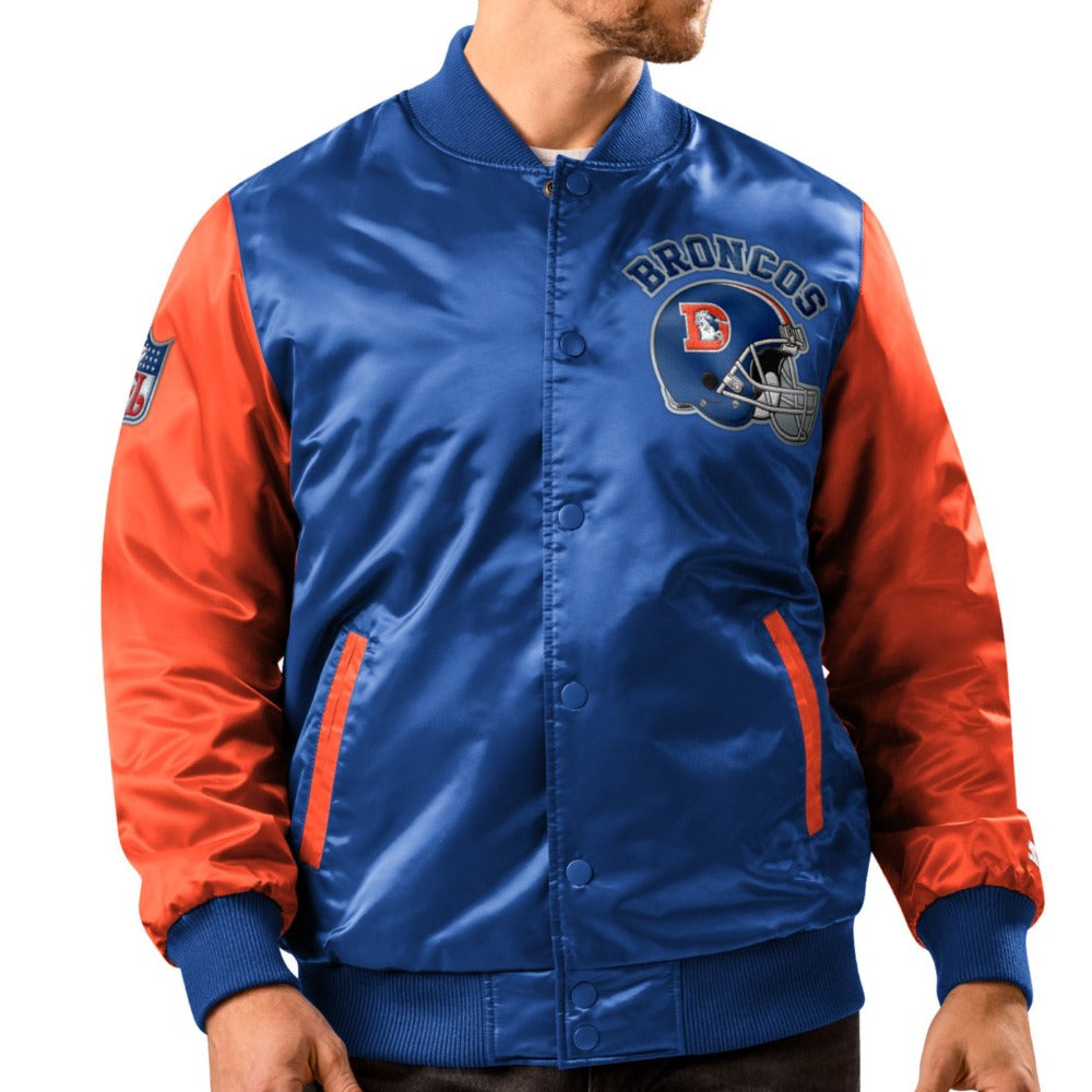 Satin Denver Broncos Royal Blue Jacket - Jackets Masters