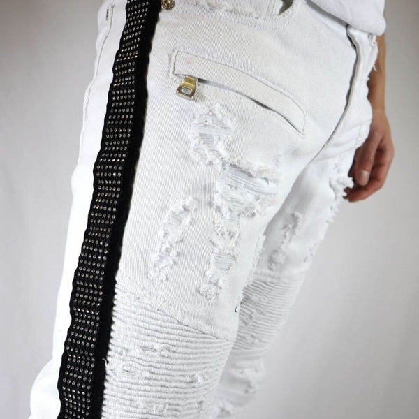 white rhinestone jeans