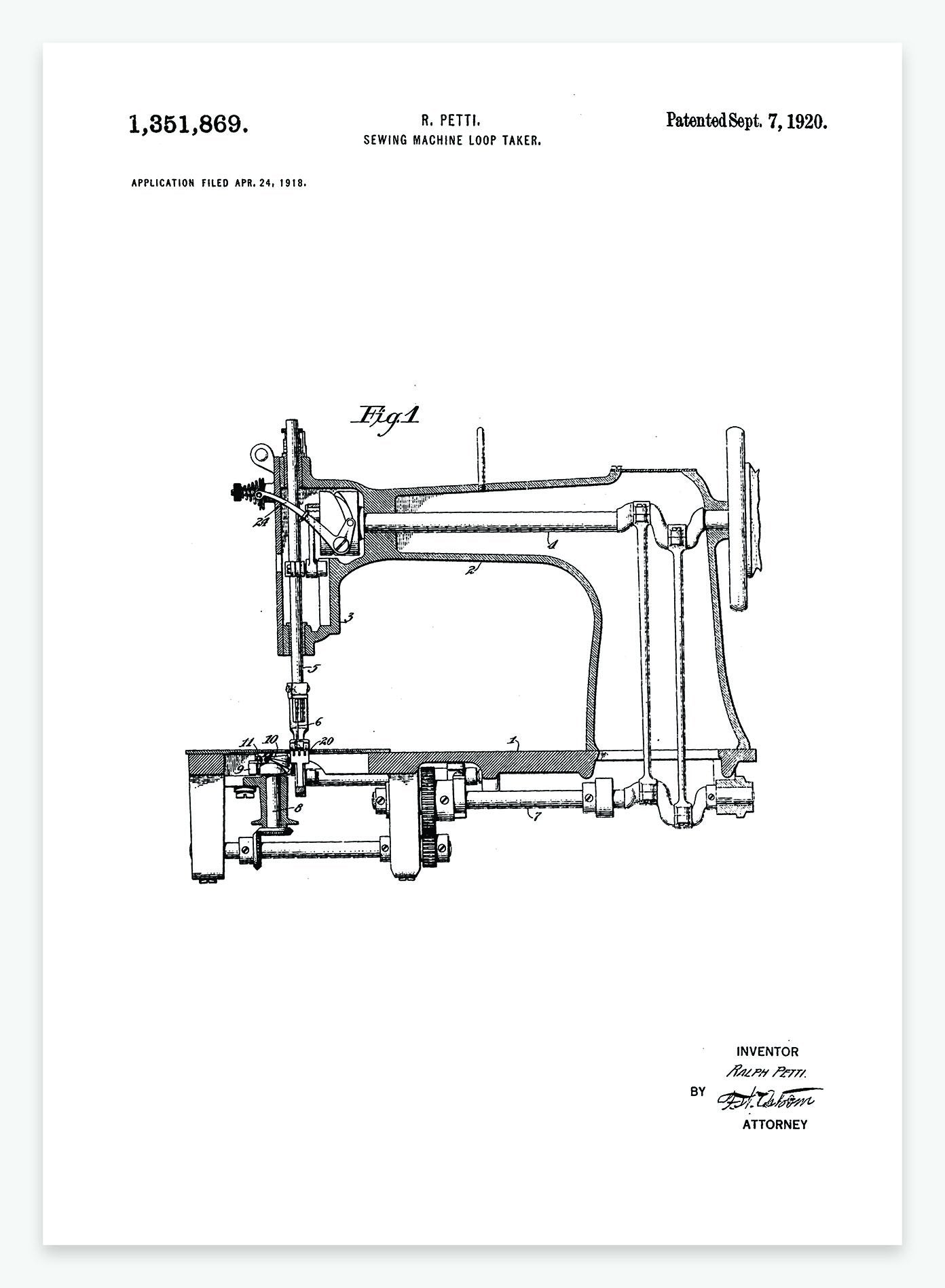 Fed patentplakat af symaskine | Plakat til syrummet |