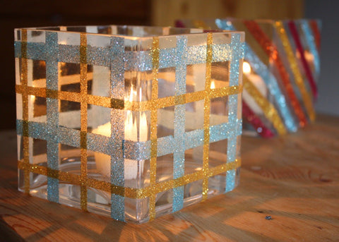 DIY glitter votive candle hygge