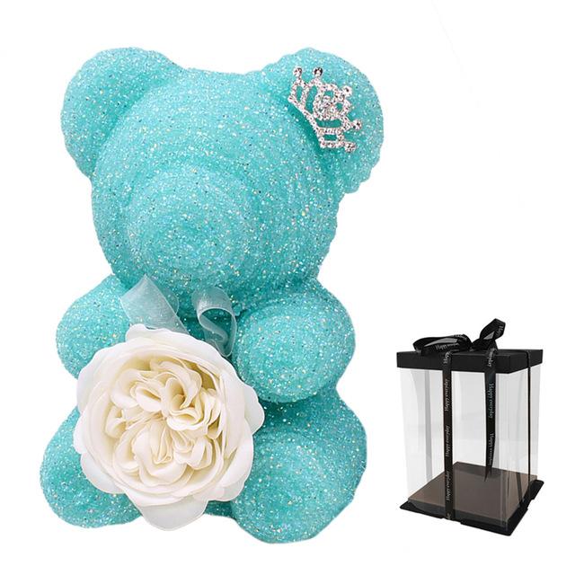 tiffany blue rose teddy bear