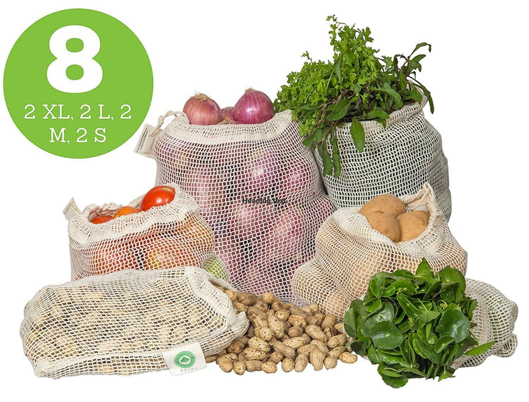 Cotton Mesh Bags for Vegetables Organic Cotton Mart, Set of 8