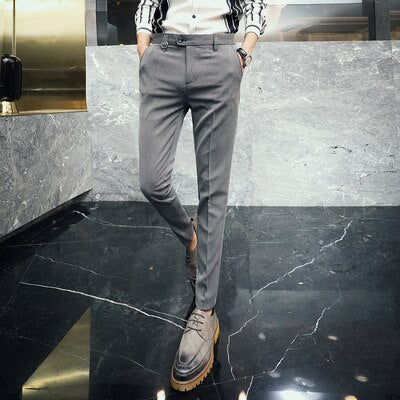 mens grey striped trousers