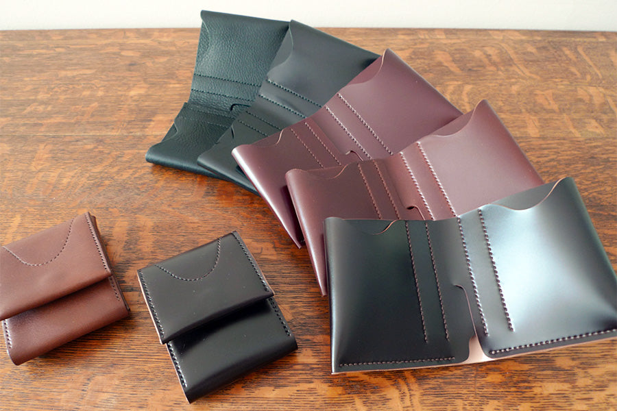 brujula new york shell cordovan bi-fold wallets black burgundy handmade in new york usa