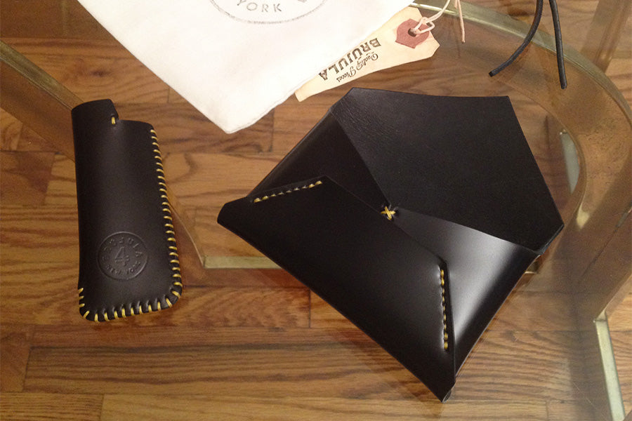 brujula new york handmade shell cordovan business card case lighter case matt black