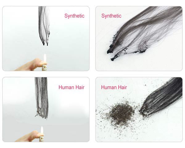 how do I distinguish human hair & synthetic hair