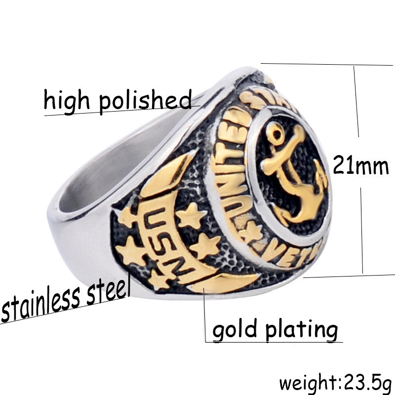 NEW United States Navy silver plated stainless steel men's ring Style 14 
