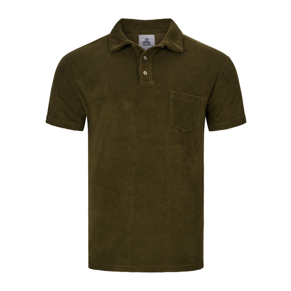 Towelling polo t-shirt green
