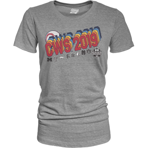 Shop 2019 Men's College World Series CWS 8 Team WOMEN'S Tri-Blend Gray T-Shirt