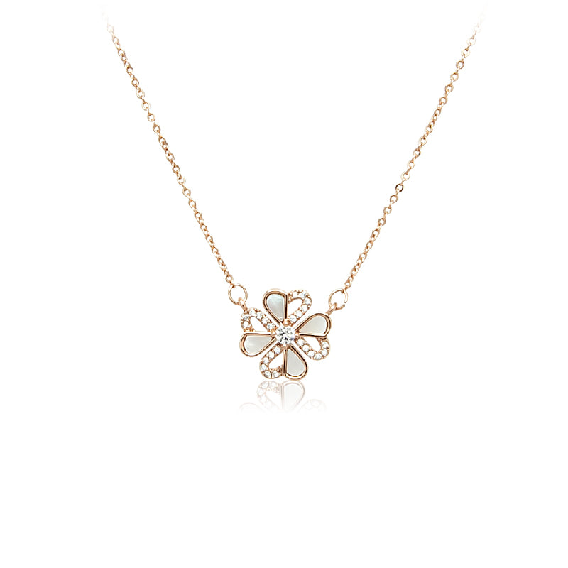 mother of pearl flower necklace