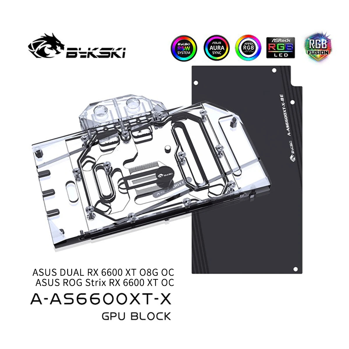 Bykski GPU Water Block for ASUS DUAL / ROG Strix RX 6600 XT O8G OC