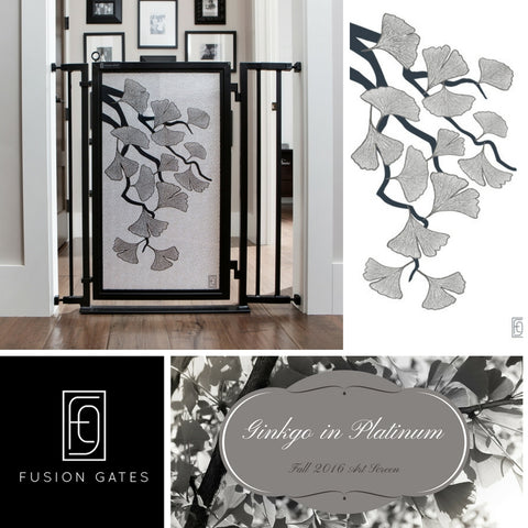 Ginkgo in Platinum Fusion Gates Art Screen - Dog & Baby Gate