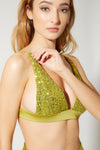 Bikini top triangolo a vela in paillettes e lycra