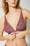 Bikini top triangolo a vela in paillettes e lycra