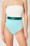 Costume intero color block menta