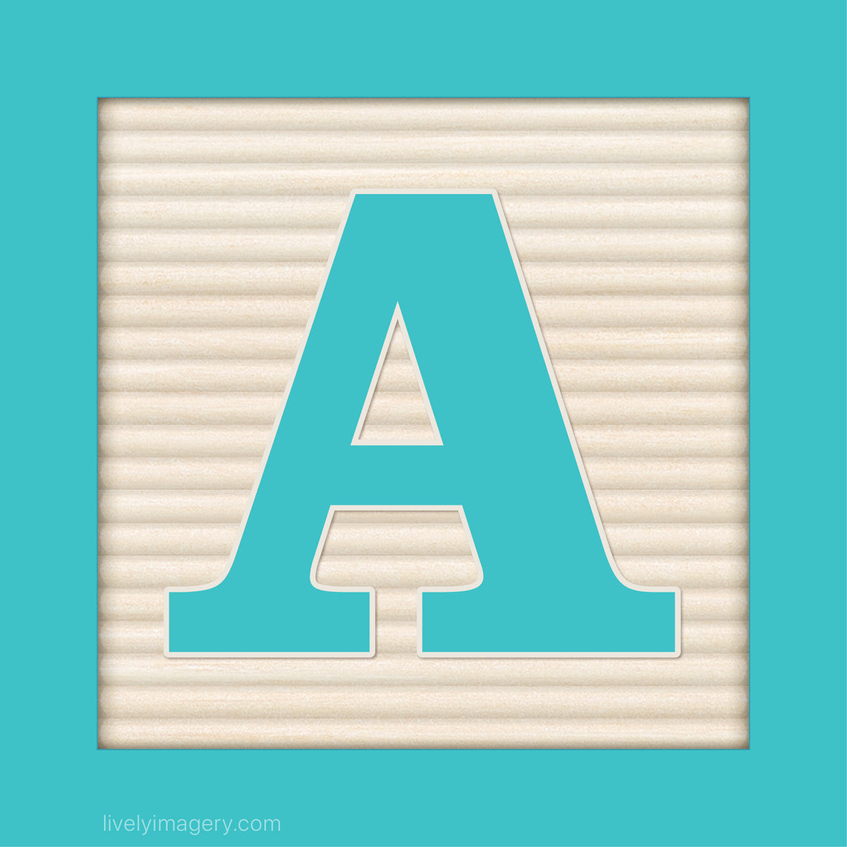 Printable Wooden Block Style Letter A Block In Turquoise Lively Imagery