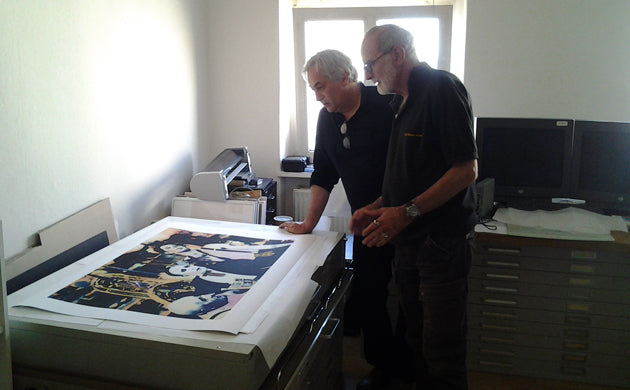 Swordfishtrombones print with Gallerist John Colton and photographer Michael A Russ