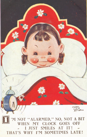 Mabel Lucie Attwell alarm clock postcard