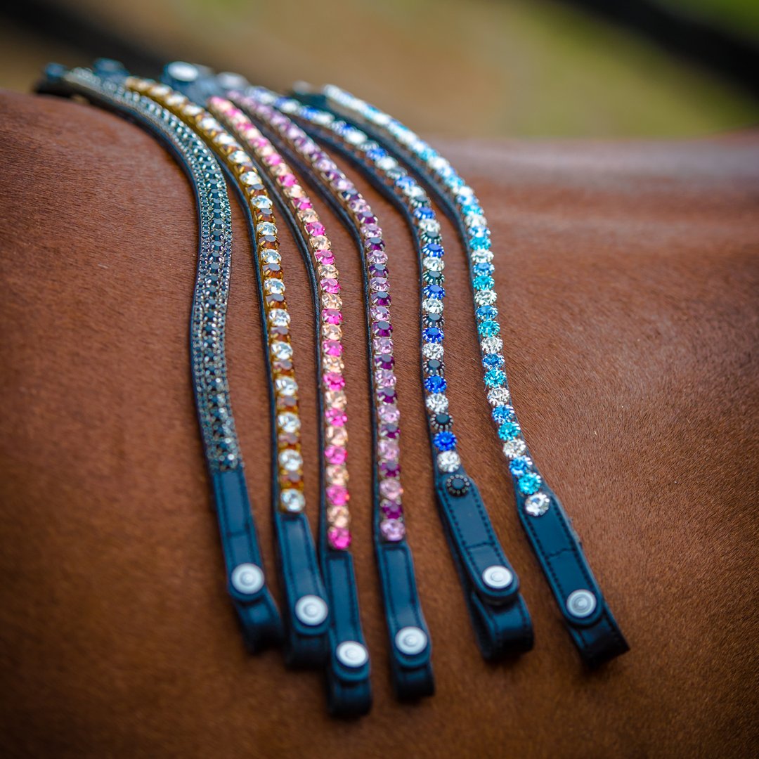 brown leather Solitaire crystal browband 