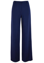 blue wool crepe trousers for work
