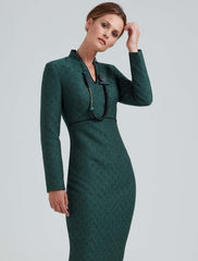 green crepe winter dress