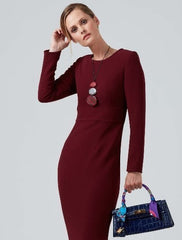 Wool crepe red dress for work