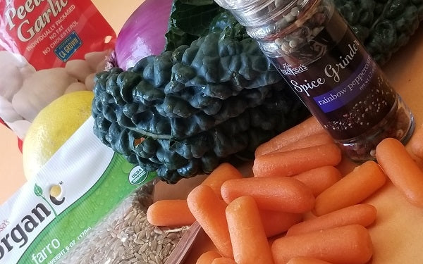 Ingredients for Sabrina’s What’s-for-Dinner Farro Bowl