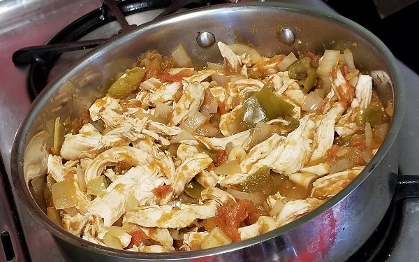 Shredded Chicken in pot.