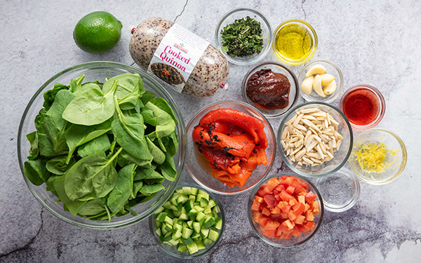 Ingredients for Quinoa Salad Romesco