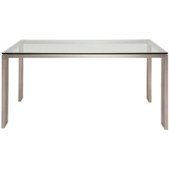 Glass Top Desk w/ Brushed Steel Legs