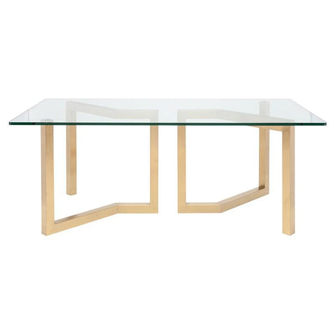 Glass-Top Desk w/ Gold-Brushed Steel Zigzag Legs