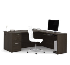 Brown L-Shaped Office Desk w/ Drawers