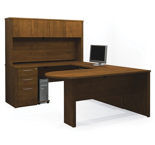 89 X 66 Tuscany Brown U Shaped Desk Hutch By Bestar