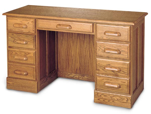 Solid Oak 54 Double Pedestal Computer Desk With Finish Options