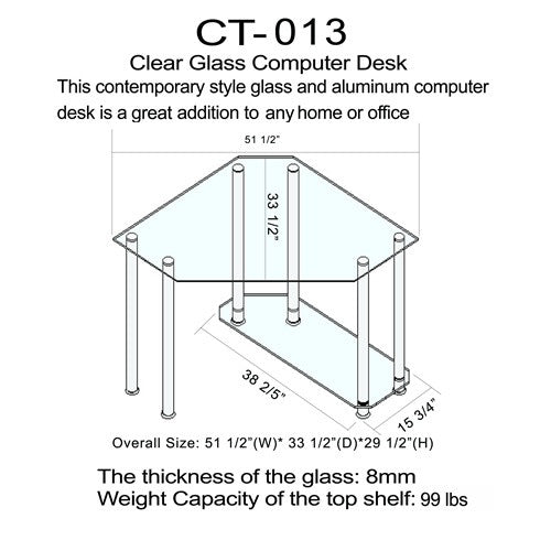 Clear Tempered Glass Corner Computer Desk Officedesk Com