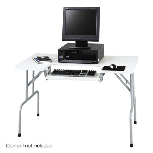 Gray Folding Computer Desk With Adjustable Keyboard Shelf