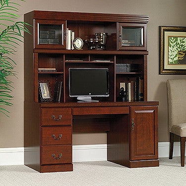 Sleek 59 Executive Computer Desk With Hutch In Classic Cherry