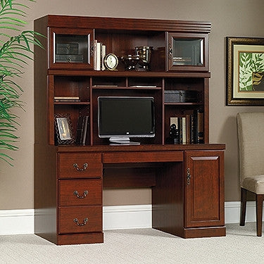 Sleek 59" Executive Computer Desk with Hutch in Classic Cherry
