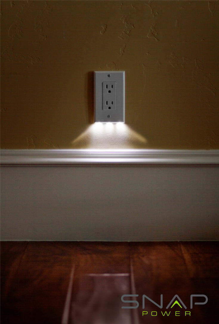 The SnapRays is an outlet coverplate with nightlights built right in.  Simple to install and looks great!